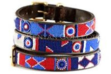 Red White and Blue Beaded Dog Collar